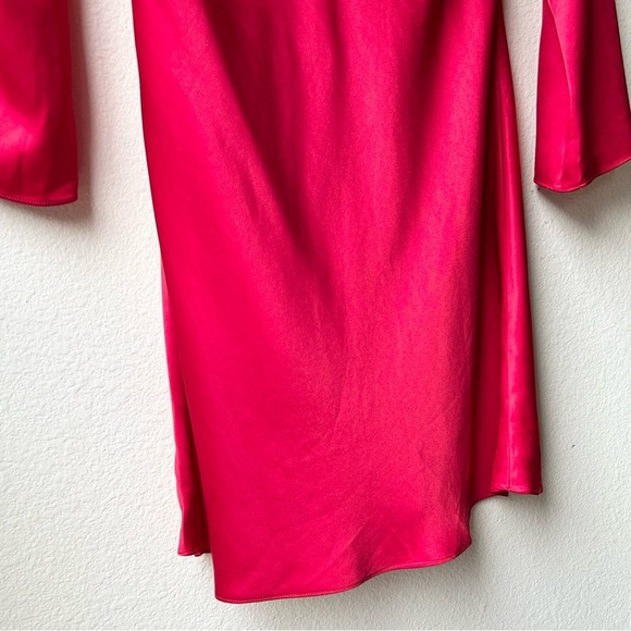 Reformation Maves Bridesmaid Satin Mini Dress Cherry Red Off-Shoulder Sz S - Picture 8 of 16